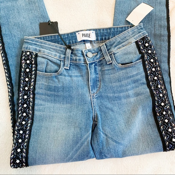 NWT Paige Verdugo Ankle Skinny Jean Beaded Sides - Picture 3 of 14